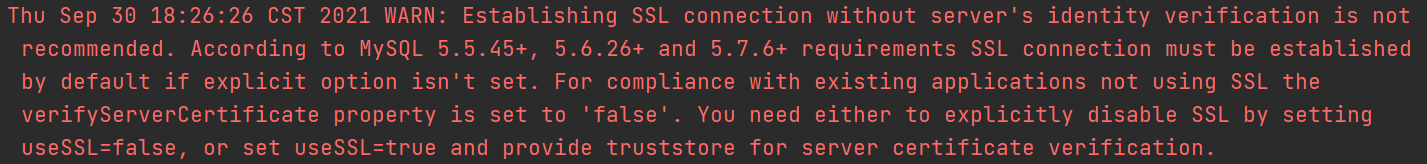 【踩坑实录】mybatis项目报错：Establishing SSL connection without...property is set to false